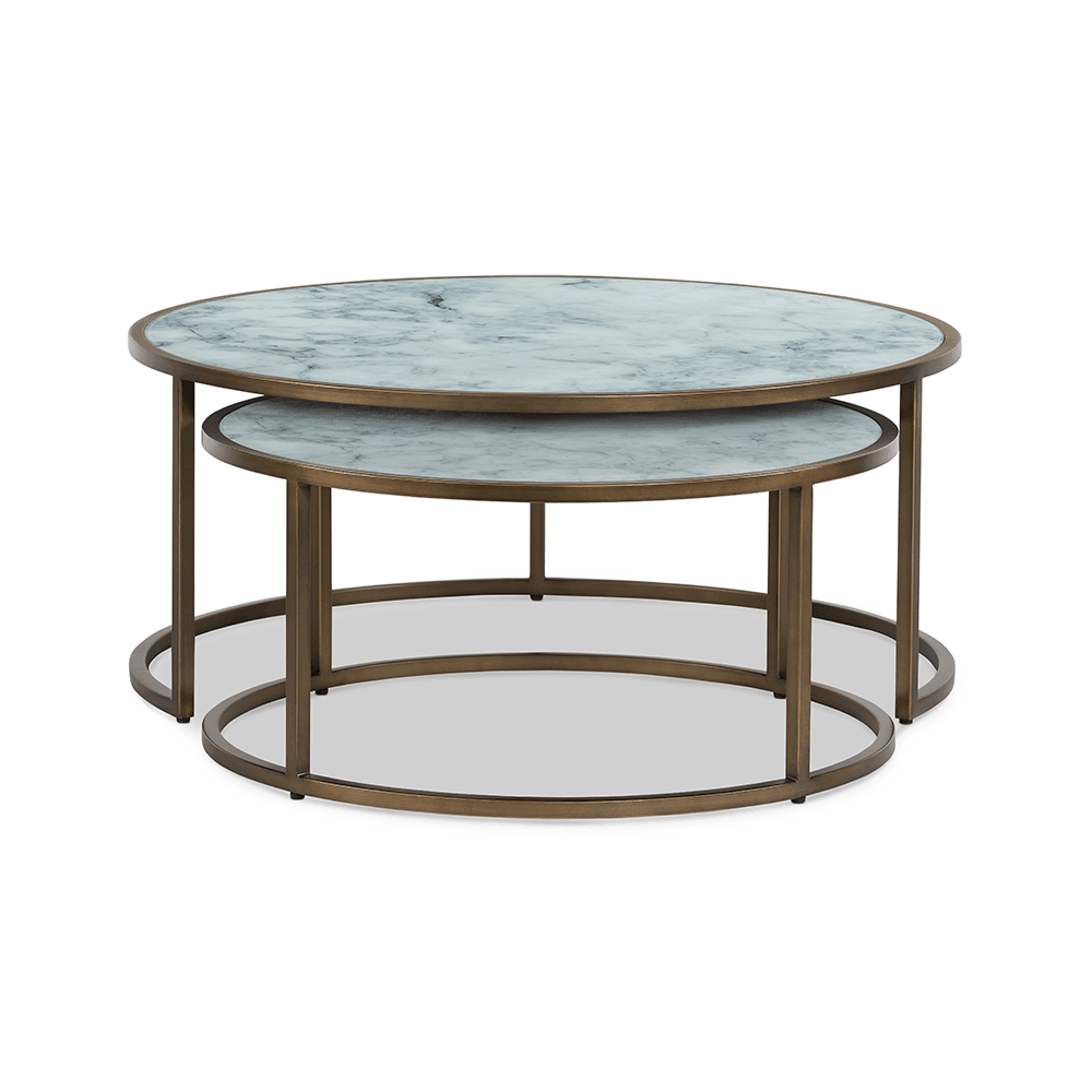 Ropley Nest Coffee Table White Marble Glass by DI Designs Esme
