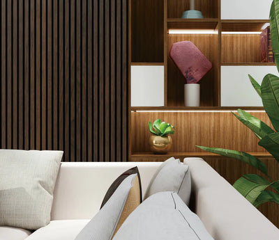 Acoustic Extra Large XL Slatted Wall Panels Walnut Pack Of x3 280 x 60cm