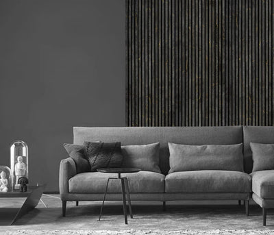 Black Gold Marble Acoustic Slatted Wall Panels Pack Of x4 240 x 60cm