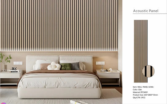 Acoustic Extra Large XL Slatted Wall Panels Oak Pack Of x3 280 x 60cm