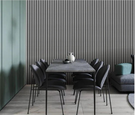 Acoustic Extra Large XL Slatted Wall Panels Grey Pack Of x3 280 x 60cm