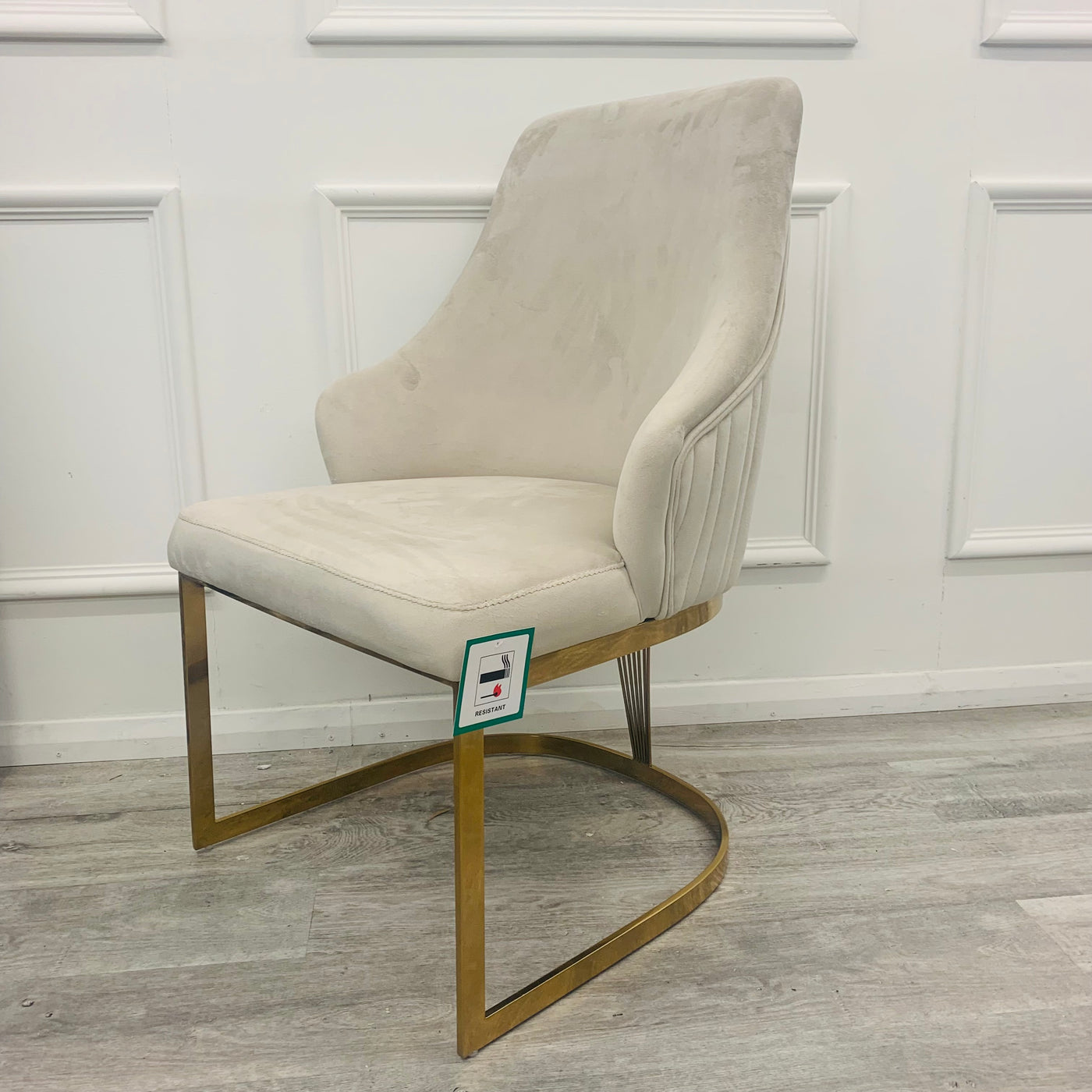 Carlton Cream/Gold Plush Velvet Dining Chair