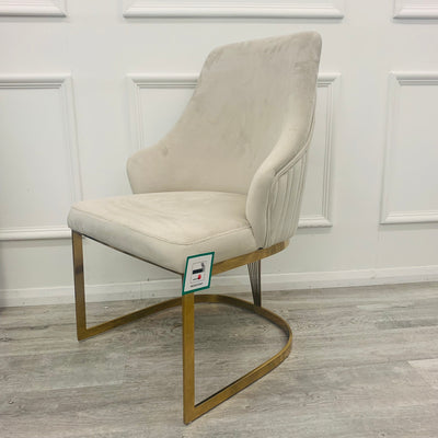 Carlton Cream/Gold Plush Velvet Dining Chair