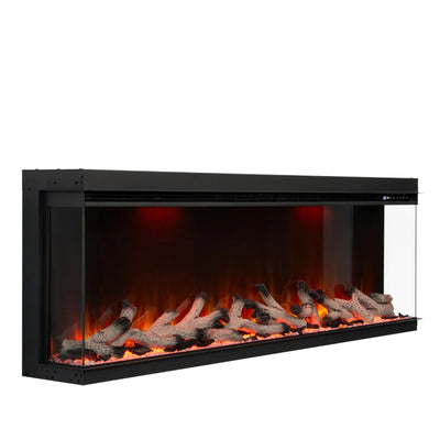 Maison 50 Inch 2025 Panoramic Smart Alexa Media Wall Fire 3 Sided Glass LED WiFi Electric UHD Fireplace