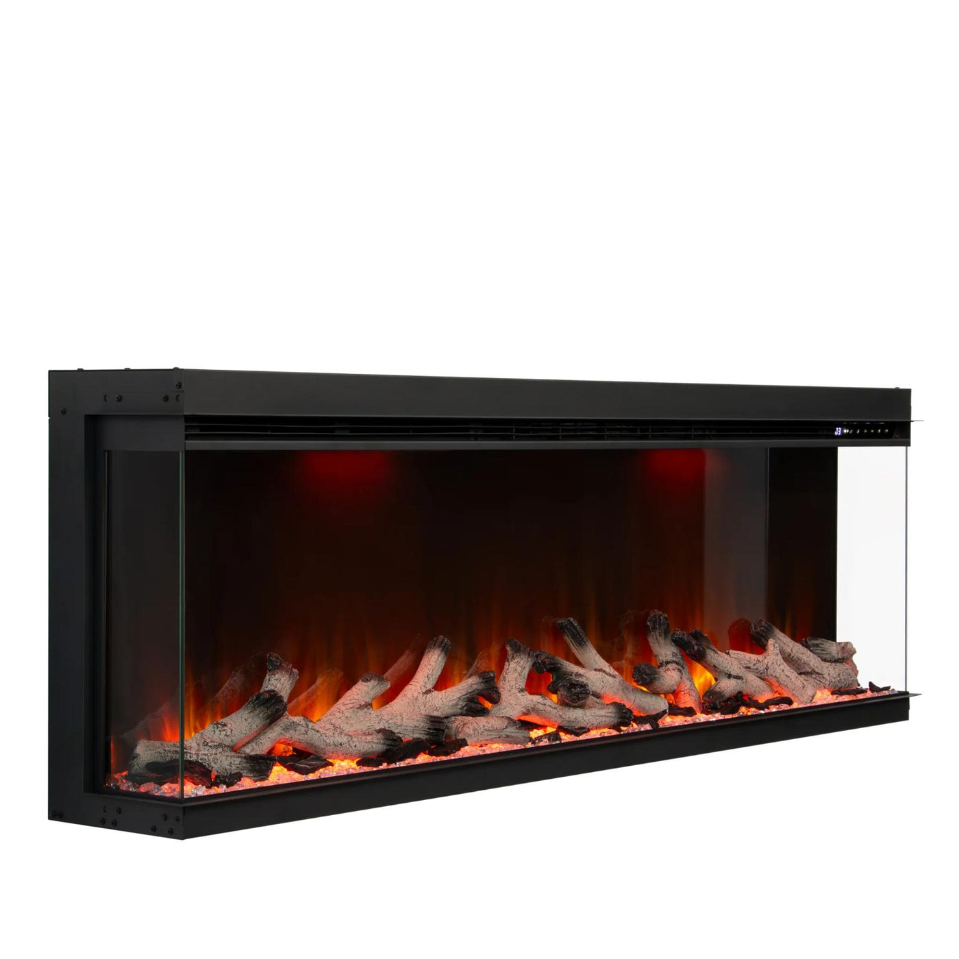 50 60 72 80 Inch 2025 Panoramic Smart Alexa Media Wall Fire 3 Sided Glass LED WiFi Electric UHD Fireplace