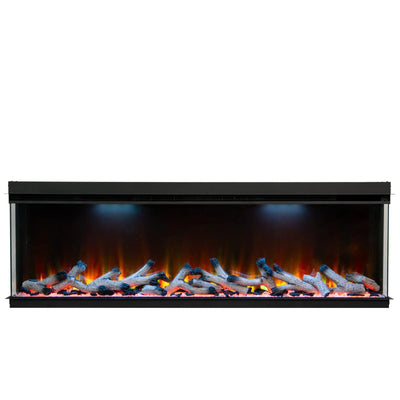 Maison 50 Inch 2025 Panoramic Smart Alexa Media Wall Fire 3 Sided Glass LED WiFi Electric UHD Fireplace