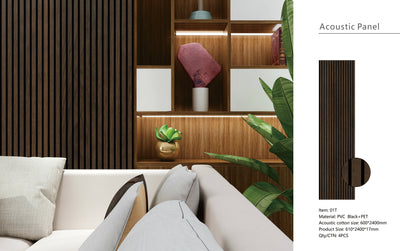 Acoustic Slatted Wall Panels Pack Of x4 240cm x 60cm - Range of Colours