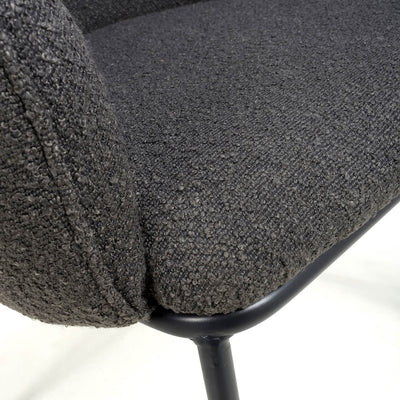 Set of 2 Lemar Boucle Velvet Grey Dining Chair Black Legs (Pairs)