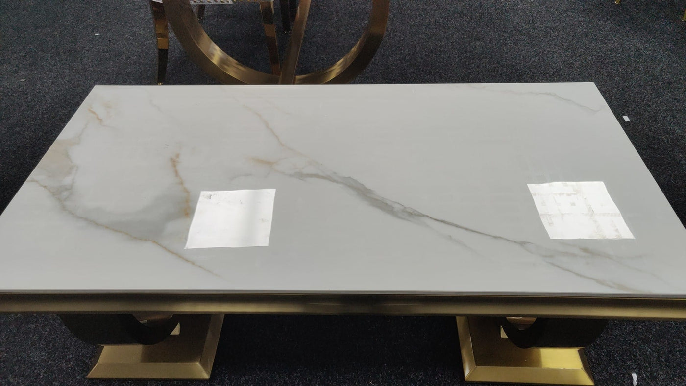 Arianna Gold 120cm Ceramic Marble Coffee Table - 6 Colors