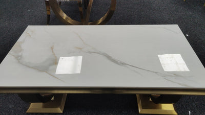 Arianna Gold 120cm Ceramic Marble Coffee Table - 6 Colors