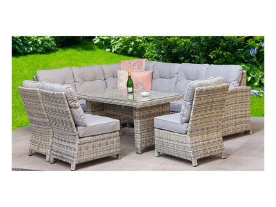 Amano Rattan Garden Corner Dining Sofa with 3 Chairs Grey