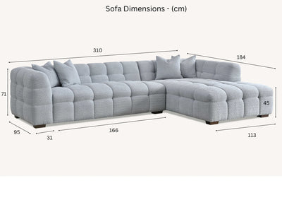 The Bubble Pearl Boucle Corner Tribeca Premium Sofa Boucle Fabric