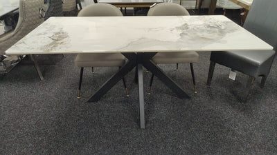 Phoenix 150cm White Ceramic Marble Fixed Dining Table