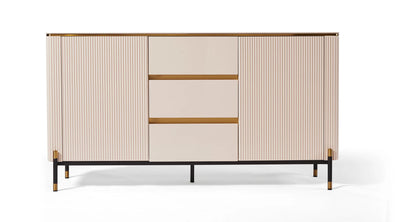 Bella White & Gold Premium Ribbed Sideboard