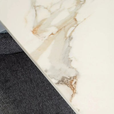 Caso 180-280cm White Kass Gold Ceramic Marble Side Extending Dining Table