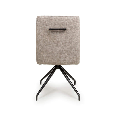 Set of 2 Lauren Fabric Tweed Oatmeal Dining Chair Black Legs (Pairs)