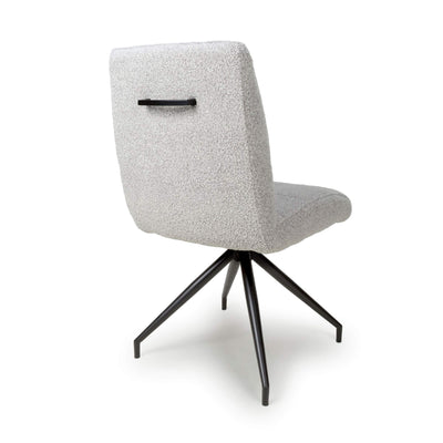 Set of 2 Lauren Boucle Velvet Smoke Grey Dining Chair Black Legs (Pairs)