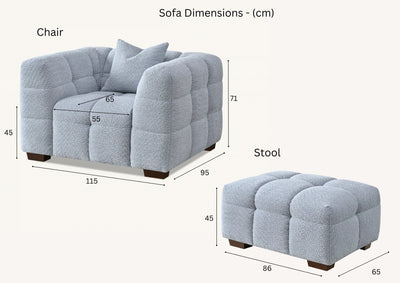 The Bubble Tribeca Pearl Boucle Footstool Premium Boucle Fabric