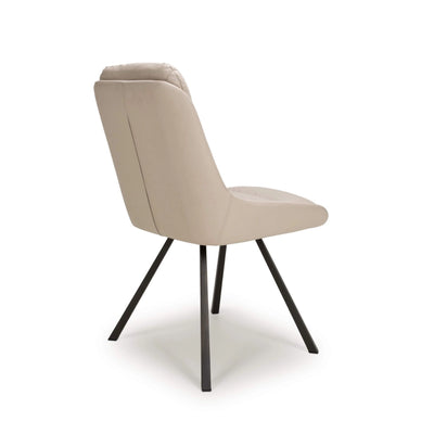 Set of 2 Madeline Swivel Leather Effect Cream Dining Chair (Pairs)