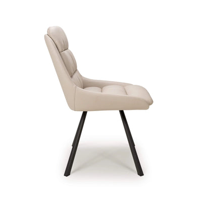 Set of 2 Madeline Swivel Leather Effect Cream Dining Chair (Pairs)