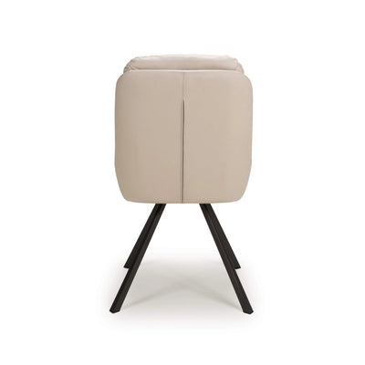 Set of 2 Madeline Swivel Leather Effect Cream Dining Chair (Pairs)