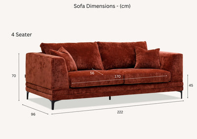 The Harlow Rust Red Boucle 3 + 2 Seater Premium Sofa Rust Boucle Fabric
