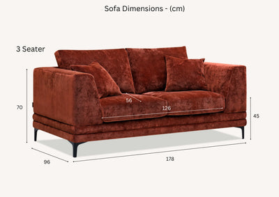 The Harlow Rust Red Boucle 3 + 2 Seater Premium Sofa Rust Boucle Fabric