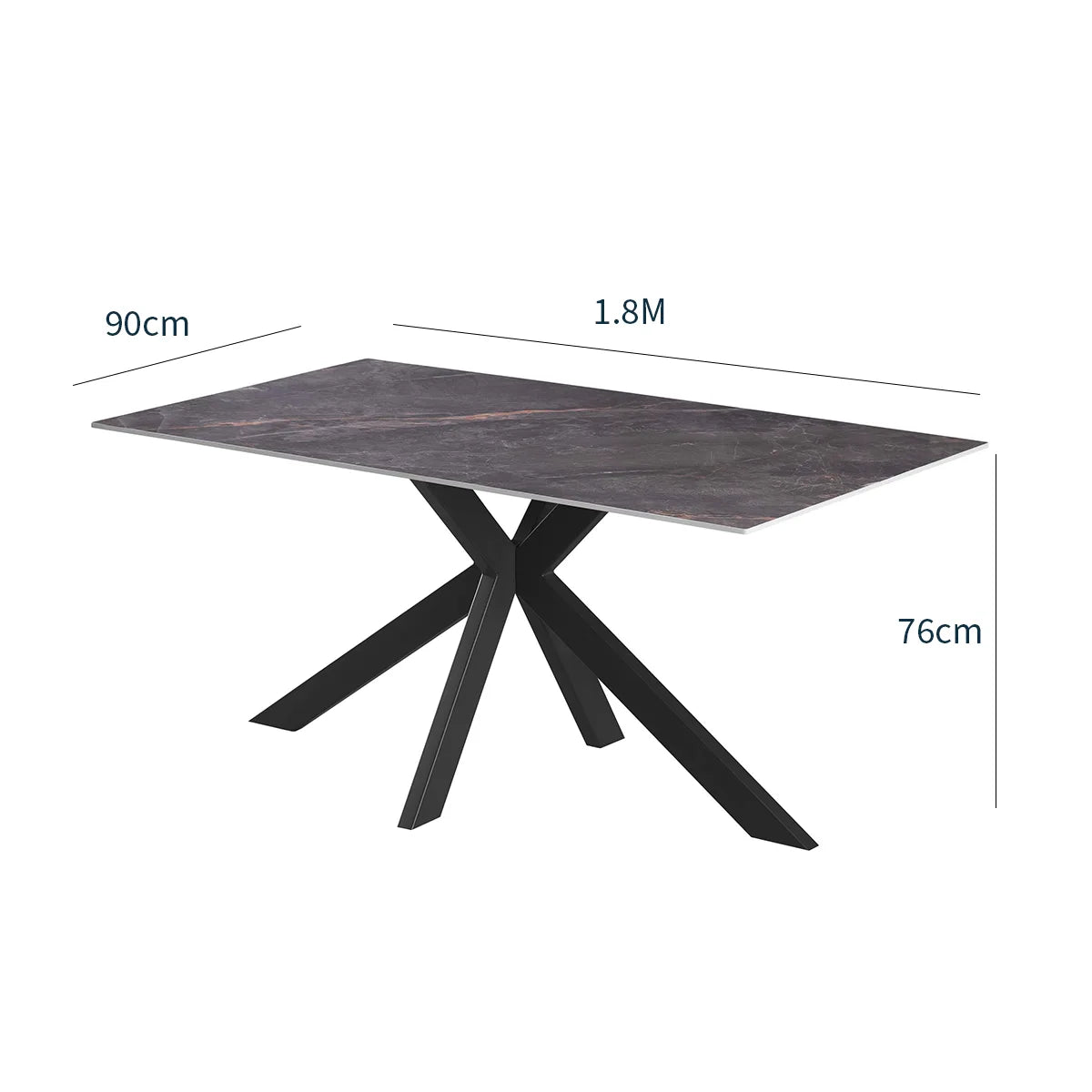 Nova 160cm Grey Ceramic Marble Dining Table