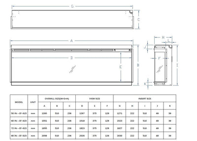 50 60 72 80 Inch 2025 Panoramic Smart Alexa Media Wall Fire 3 Sided Glass LED WiFi Electric UHD Fireplace