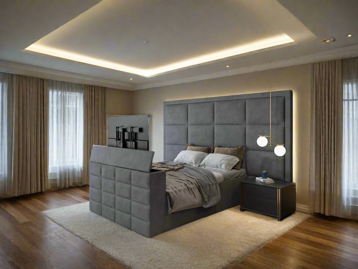 The Hilton Luxury Panel Velvet TV Bed