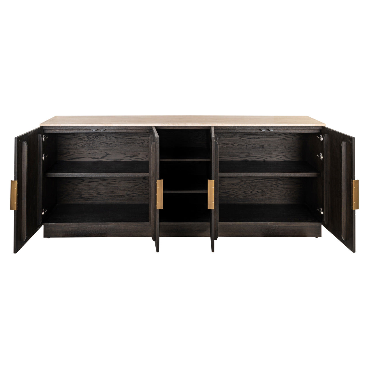 Richmond Interiors Claremont Brown 4 Door Sideboard 2 Shelves