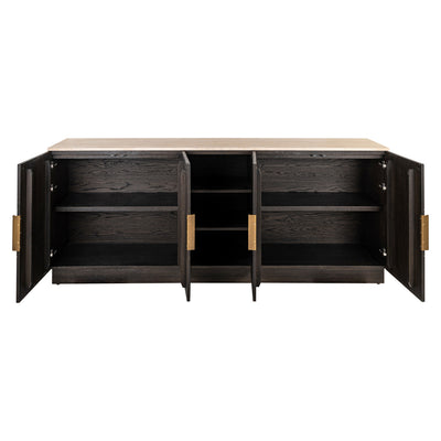 Richmond Interiors Claremont Brown 4 Door Sideboard 2 Shelves
