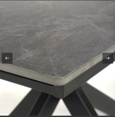 Nova 140-180cm Grey Ceramic Marble Centre Extending Dining Table