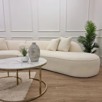 The Pebble Ivory Boucle Fabric Premium Sofa