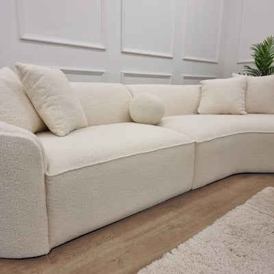 The Pebble Ivory Boucle Fabric Premium Sofa