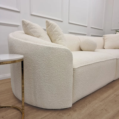 The Pebble Ivory Boucle Fabric Premium Sofa