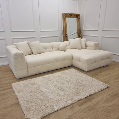 The Bubble Boucle Corner Premium Sofa Ivory Boucle Fabric