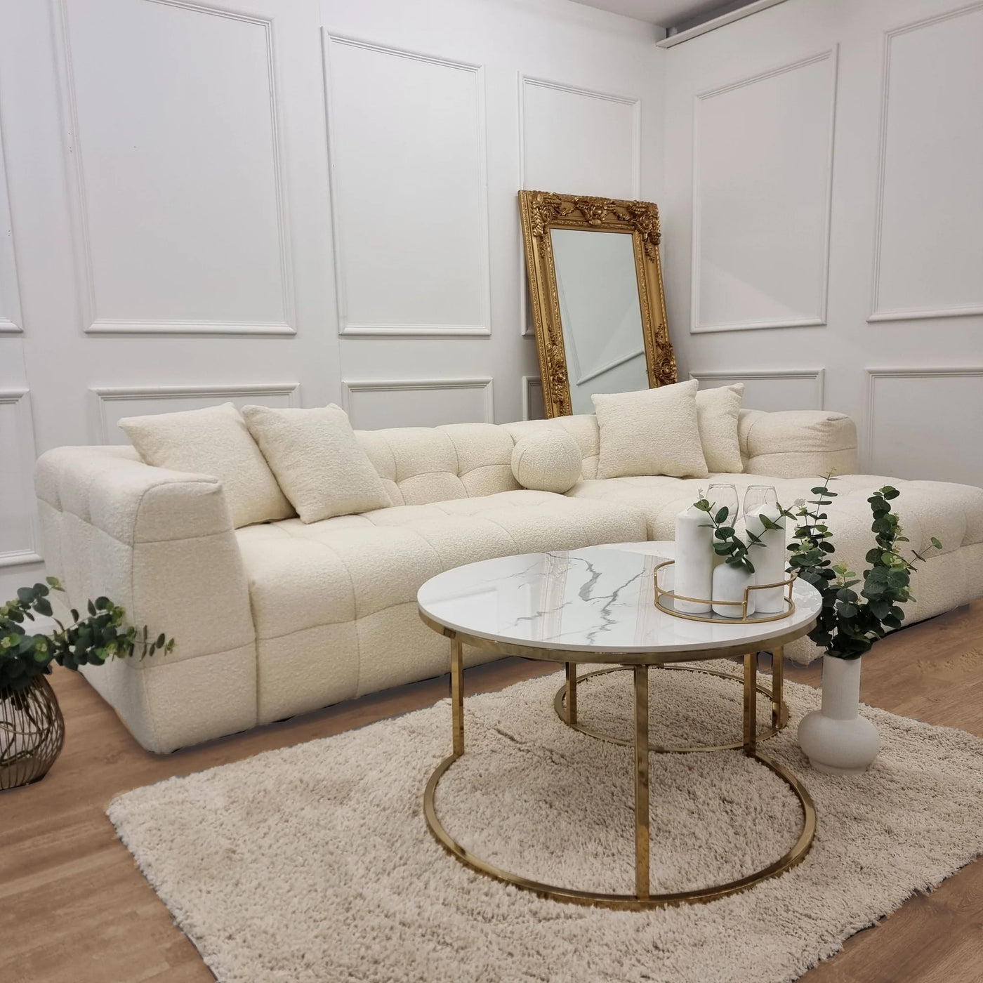 The Bubble Boucle Corner Premium Sofa Ivory Boucle Fabric