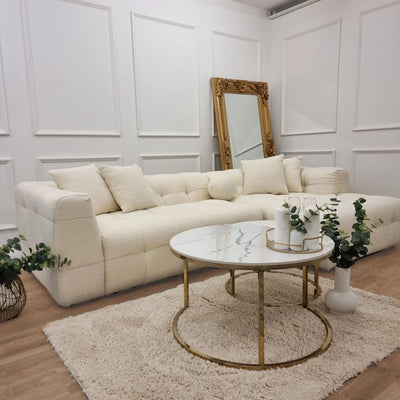 The Bubble Boucle Corner Premium Sofa Ivory Boucle Fabric