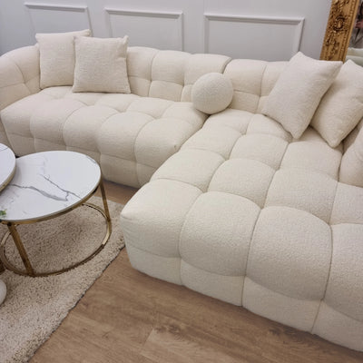 The Bubble Boucle Corner Premium Sofa Ivory Boucle Fabric