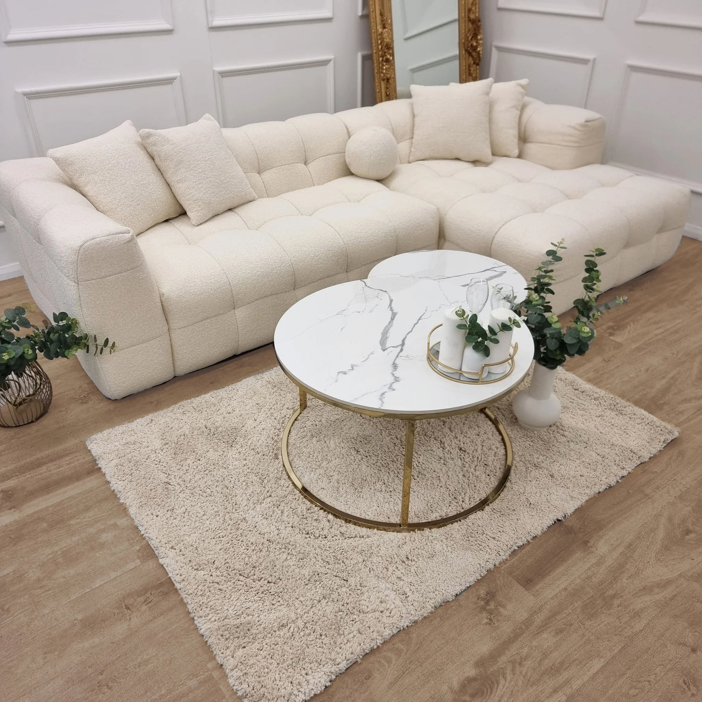 The Bubble Boucle Corner Premium Sofa Ivory Boucle Fabric