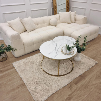 The Bubble Boucle Corner Premium Sofa Ivory Boucle Fabric