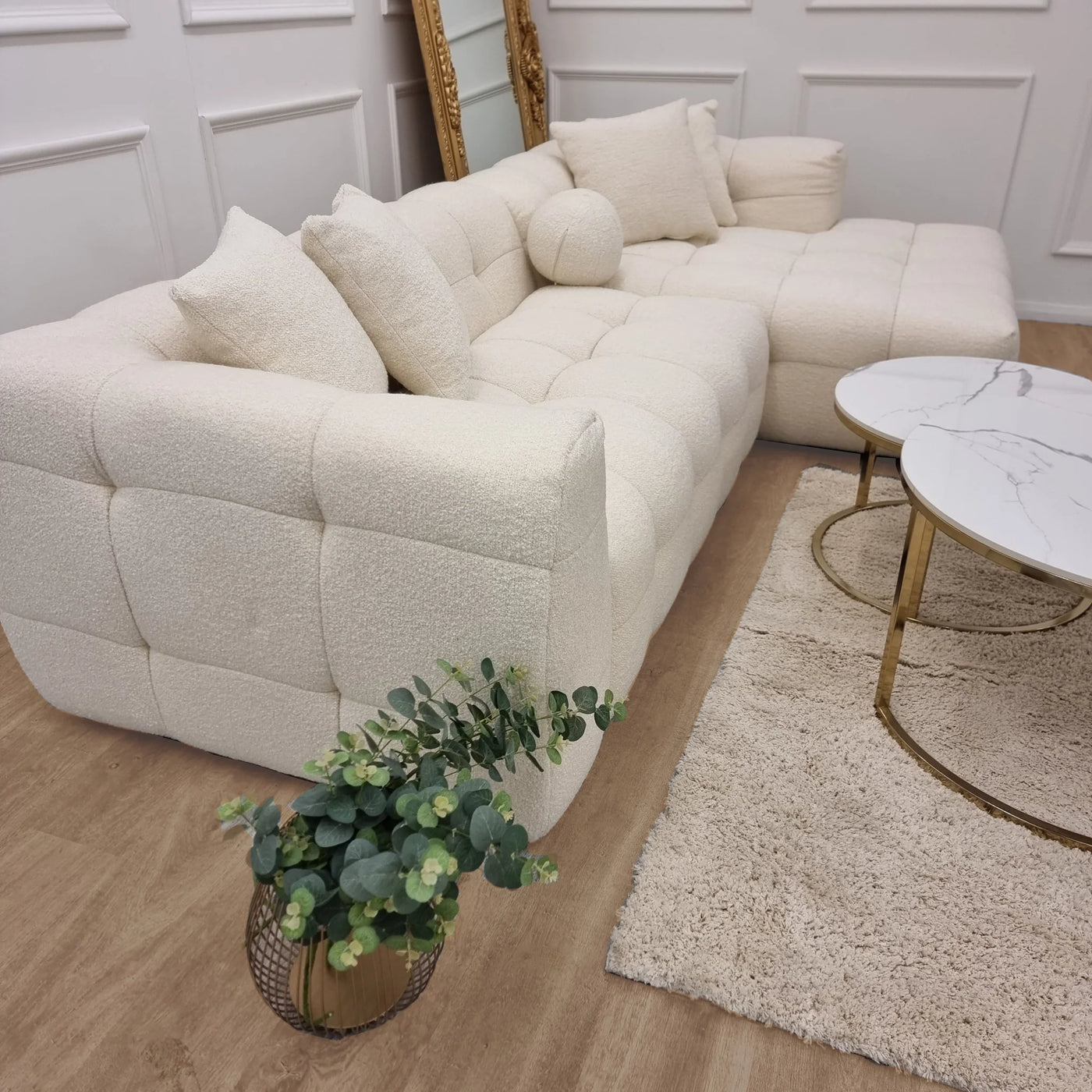 The Bubble Boucle Corner Premium Sofa Ivory Boucle Fabric