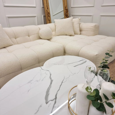 The Bubble Boucle Corner Premium Sofa Ivory Boucle Fabric
