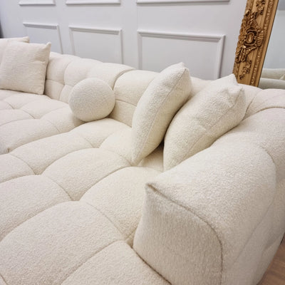 The Bubble Boucle Corner Premium Sofa Ivory Boucle Fabric