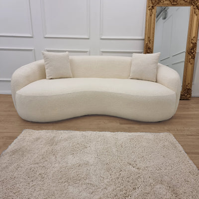 The Wave Boucle Premium Sofa Ivory Boucle Fabric