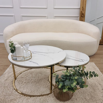 The Wave Boucle Premium Sofa Ivory Boucle Fabric