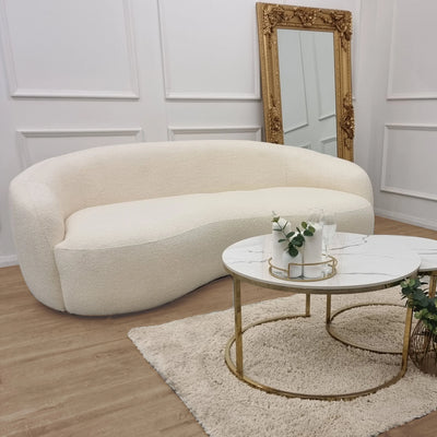 The Wave Boucle Premium Sofa Ivory Boucle Fabric