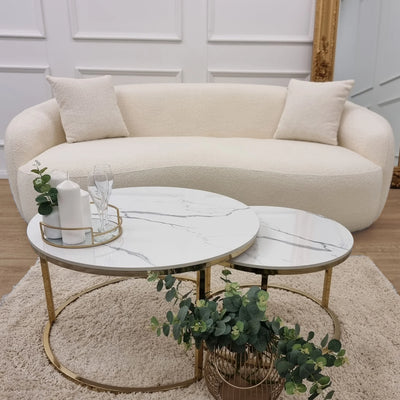 The Wave Boucle Premium Sofa Ivory Boucle Fabric