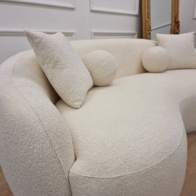 The Wave Boucle Premium Sofa Ivory Boucle Fabric